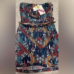 Three Hearts Multicolor Strapless Dress